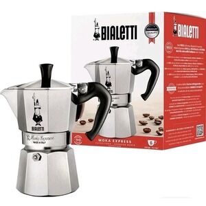 NEW Bialetti Moka Express Espresso Maker 6-Cup Silver Aluminum Coffee Pot